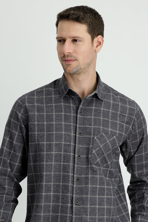 Black Long Sleeve Regular Fit Plaid Lumberjack Cotton Easy-Iron Shirt