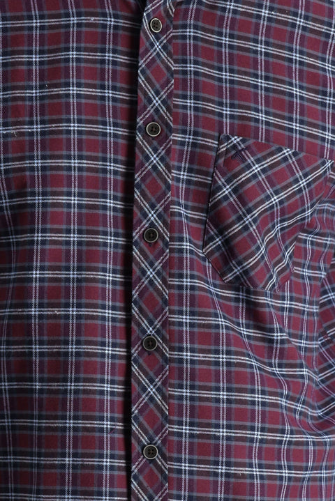 Koyu Bordo Uzun Kol Regular Fit Ekose Oduncu Pamuklu Gömlek