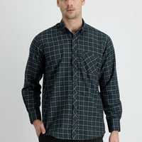 Koyu Yeşil Uzun Kol Regular Fit Ekose Oduncu Pamuklu Kolay Ütülenebilir Gömlek