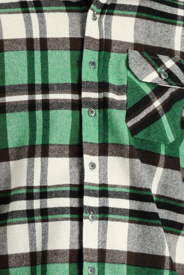 Çimen Yeşili Uzun Kol Regular Fit Ekose Shacket Oduncu Gömlek