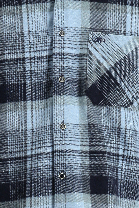 Mavi Uzun Kol Regular Fit Ekose Shacket Oduncu Pamuklu Gömlek