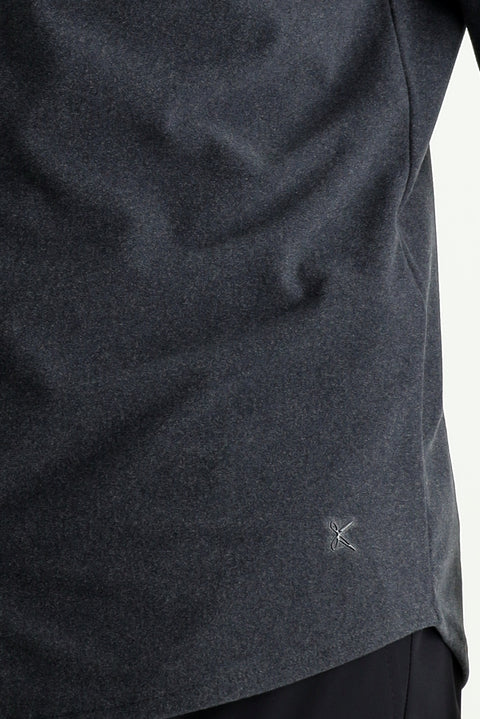 Medium Gray Techno-Line Long Sleeve Slim Fit Narrow Cut Sport Knit Shirt