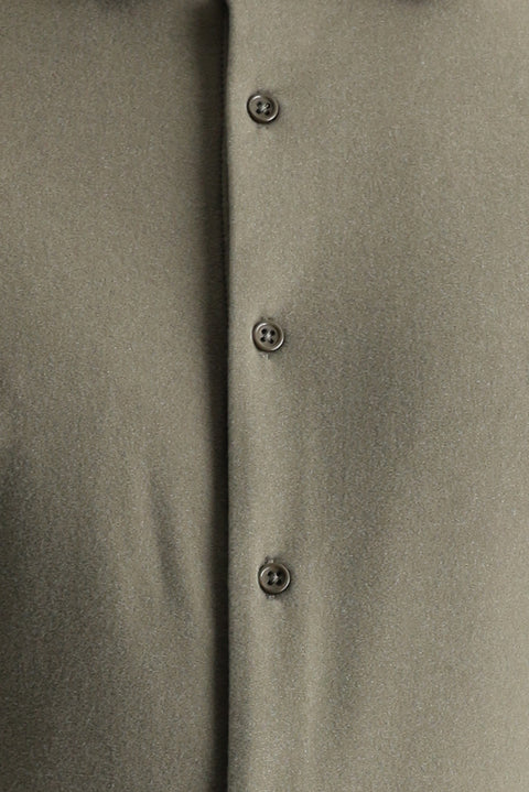 Açık Vizon Techno-Line Uzun Kol Slim Fit Dar Kesim Spor Örme Gömlek