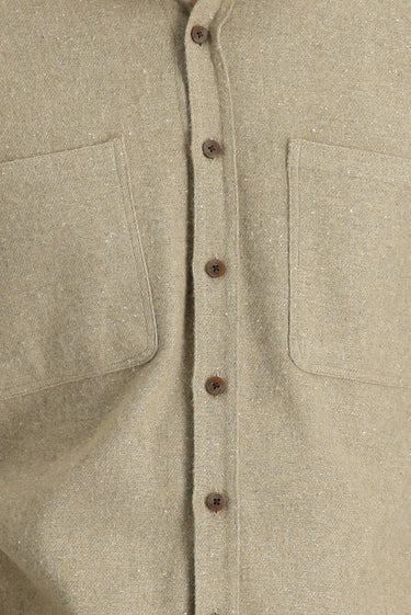 Orta Bej Uzun Kol Slim Fit Dar Kesim Oduncu Spor Pamuklu Gömlek