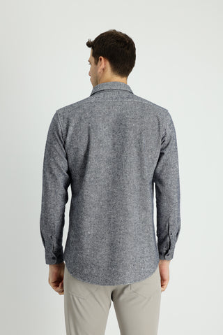  Koyu Lacivert Uzun Kol Slim Fit Dar Kesim Desenli Shacket Oduncu Pamuklu Gömlek