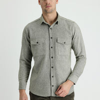 Koyu Yeşil Uzun Kol Slim Fit Dar Kesim Desenli Shacket Oduncu Gömlek