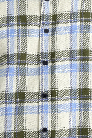  Açık Mavi Uzun Kol Slim Fit Dar Kesim Ekose Shacket Oduncu Pamuk Gömlek