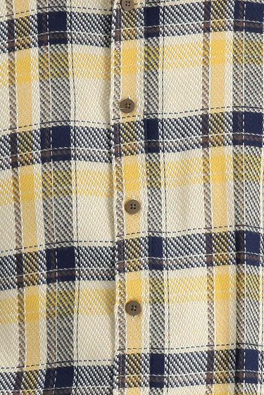 Hardal Uzun Kol Slim Fit Dar Kesim Ekose Shacket Oduncu Pamuk Gömlek