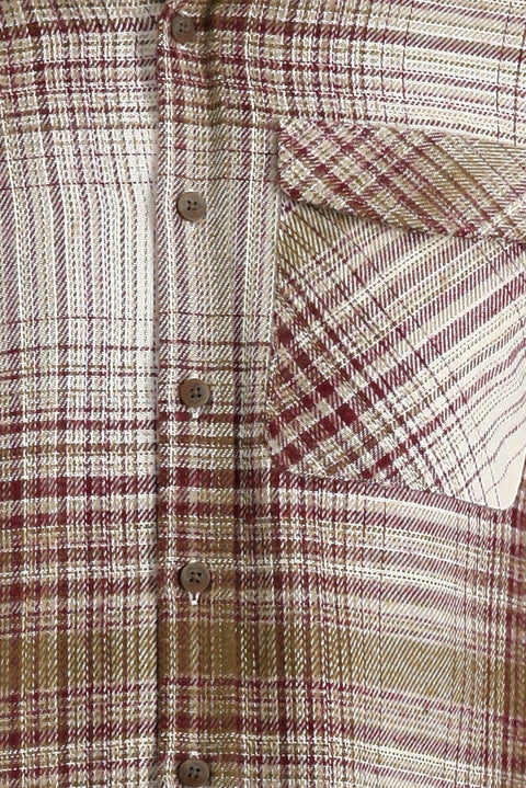 Koyu Bordo Uzun Kol Ekose Shacket Oduncu Pamuklu Gömlek