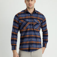 Aviator Blue Long Sleeve Plaid Shacket Lumberjack Shirt