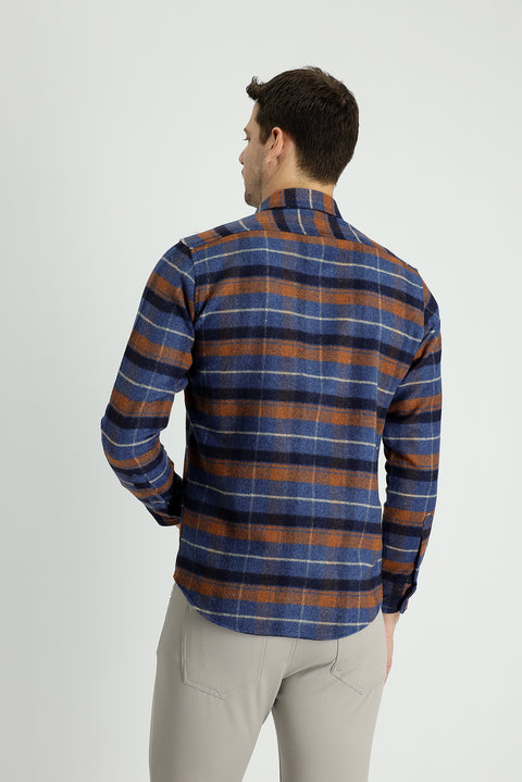 Aviator Blue Long Sleeve Plaid Shacket Lumberjack Shirt