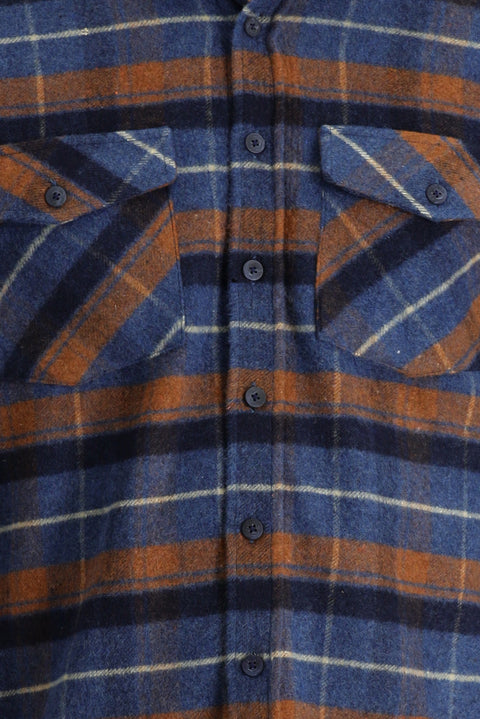 Aviator Blue Long Sleeve Plaid Shacket Lumberjack Shirt
