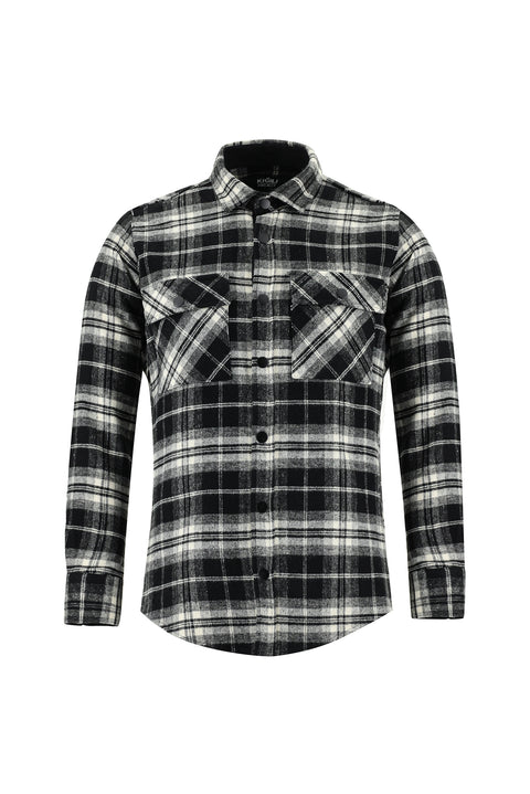 Siyah Uzun Kol Slim Fit Dar Kesim Ekose Oduncu Gömlek