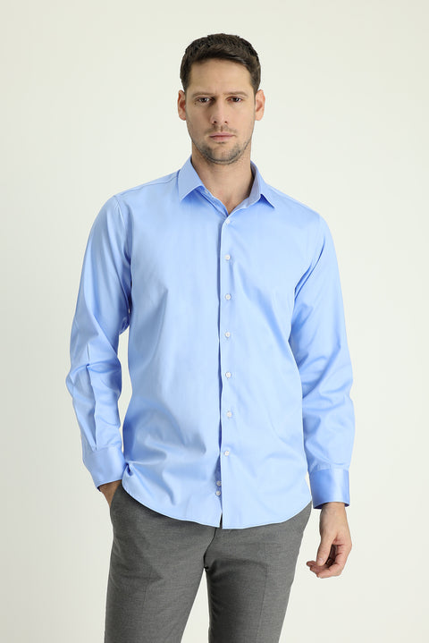 Light Blue Long-Sleeve Classic Cotton Shirt