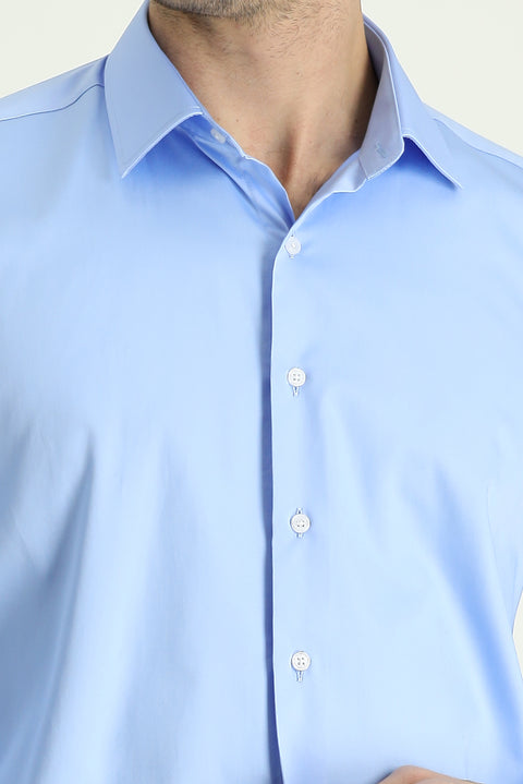 Light Blue Long-Sleeve Classic Cotton Shirt