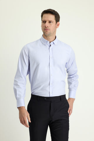  Açık Mavi Uzun Kol Regular Fit Oxford Pamuk Gömlek