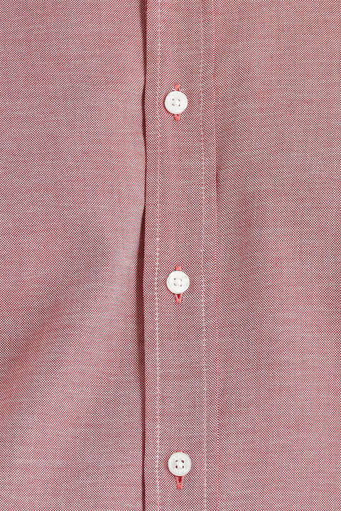 Açık Kırmızı Uzun Kol Regular Fit Oxford Pamuk Gömlek