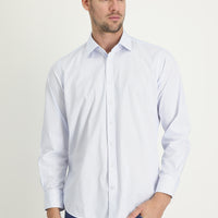 Uçuk Mavi Uzun Kol Regular Fit Çizgili Pamuklu Kolay Ütülenebilir Gömlek