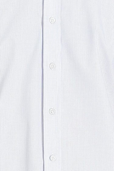 Uçuk Mavi Uzun Kol Regular Fit Çizgili Pamuklu Kolay Ütülenebilir Gömlek