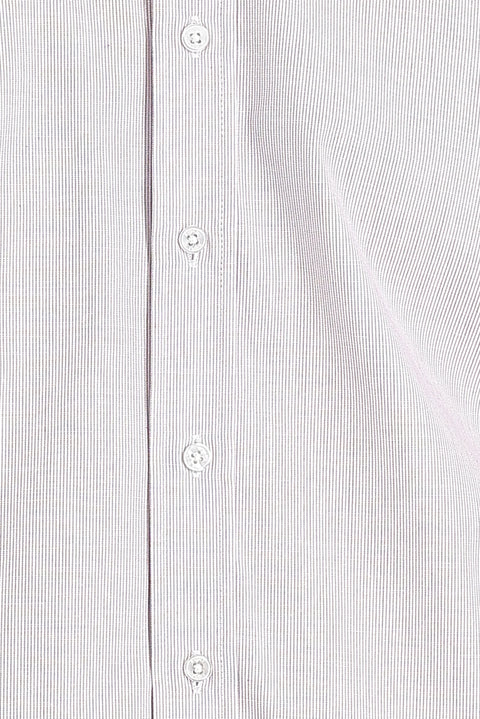 Şarap Bordo Uzun Kol Regular Fit Çizgili Pamuklu Kolay Ütülenebilir Gömlek