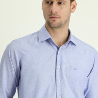 Orta Lacivert Uzun Kol Regular Fit Çizgili Gömlek