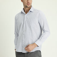 Light Blue Long Sleeve Classic Striped Cotton Shirt