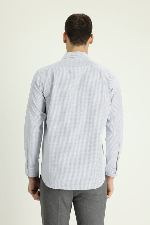 Light Blue Long Sleeve Classic Striped Cotton Shirt