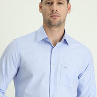 Uçuk Mavi Uzun Kol Regular Fit Çizgili Gömlek