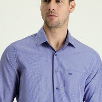 Mavi Uzun Kol Regular Fit Çizgili Pamuklu Gömlek