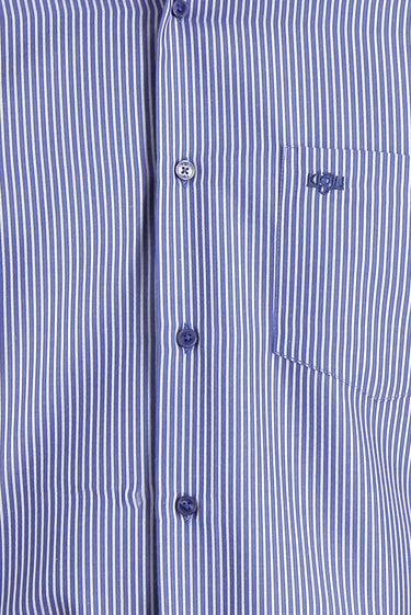 Mavi Uzun Kol Regular Fit Çizgili Pamuklu Gömlek