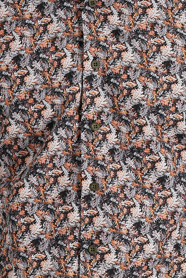 Orta Turuncu Uzun Kol Slim Fit Dar Kesim Baskılı Pamuk Gömlek