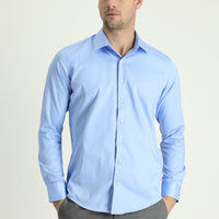 Açık Mavi Uzun Kol Slim Fit Dar Kesim Klasik Pamuk Gömlek