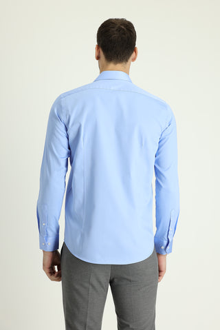  Açık Mavi Uzun Kol Slim Fit Dar Kesim Klasik Pamuk Gömlek