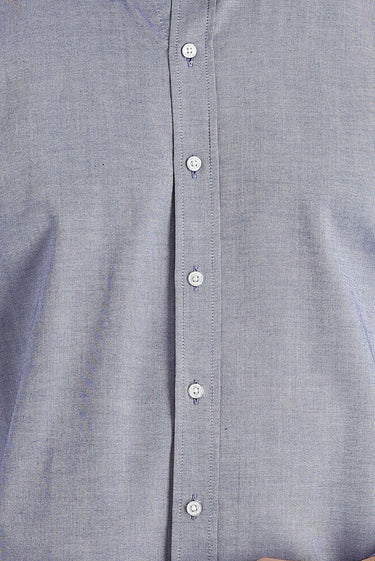 Koyu Lacivert Uzun Kol Slim Fit Dar Kesim Oxford Pamuk Düğmeli Yaka Gömlek