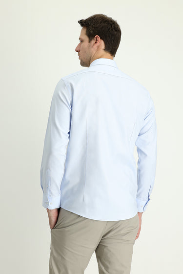 Uçuk Mavi Uzun Kol Slim Fit Dar Kesim Oxford Pamuk Düğmeli Yaka Gömlek