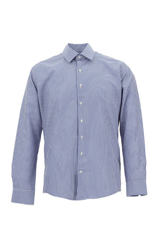  Orta Lacivert Uzun Kol Slim Fit Dar Kesim Klasik Desenli Pamuklu Gömlek