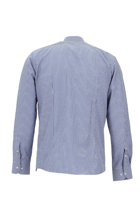 Orta Lacivert Uzun Kol Slim Fit Dar Kesim Klasik Desenli Pamuklu Gömlek