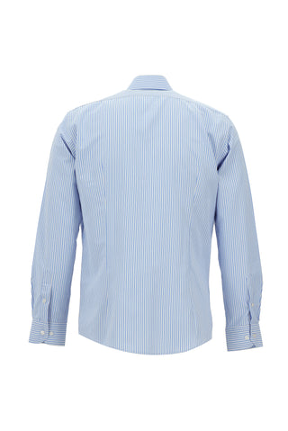  Açık Mavi Uzun Kol Slim Fit Dar Kesim Klasik Desenli Pamuklu Gömlek