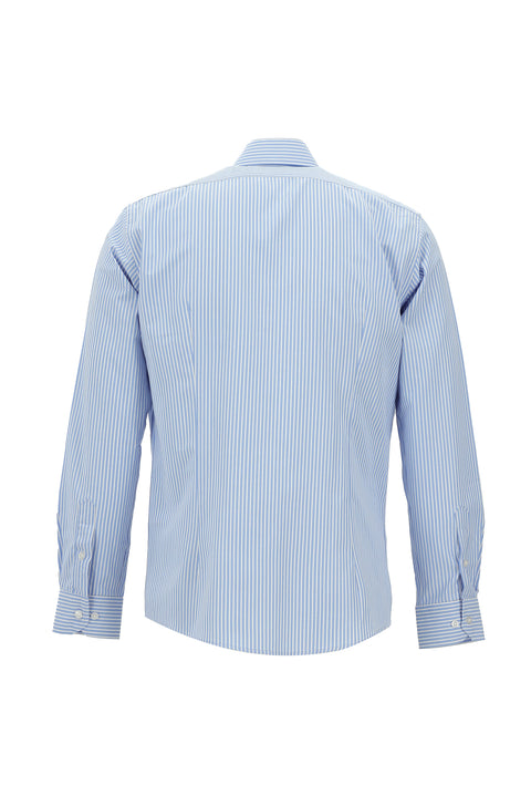 Açık Mavi Uzun Kol Slim Fit Dar Kesim Klasik Desenli Pamuklu Gömlek