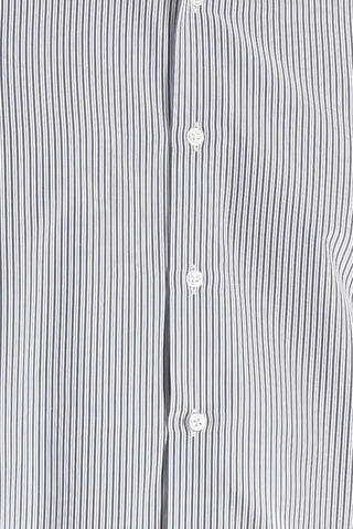  Orta Lacivert Uzun Kol Slim Fit Dar Kesim Spor Çizgili Gömlek