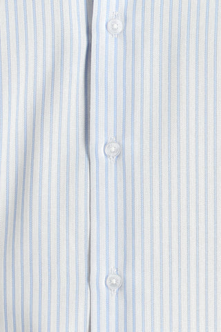  Açık Mavi Uzun Kol Slim Fit Dar Kesim Çizgili Gömlek
