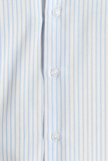 Açık Mavi Uzun Kol Slim Fit Dar Kesim Çizgili Gömlek
