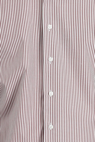 Açık Bordo Uzun Kol Slim Fit Dar Kesim Çizgili Pamuklu Gömlek