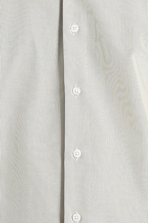 Orta Bej Uzun Kol Slim Fit Dar Kesim Klasik Çizgili Pamuklu Kolay Ütülenebilir Gömlek
