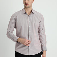 Açık Bordo Uzun Kol Slim Fit Dar Kesim Klasik Çizgili Pamuklu Kolay Ütülenebilir Gömlek