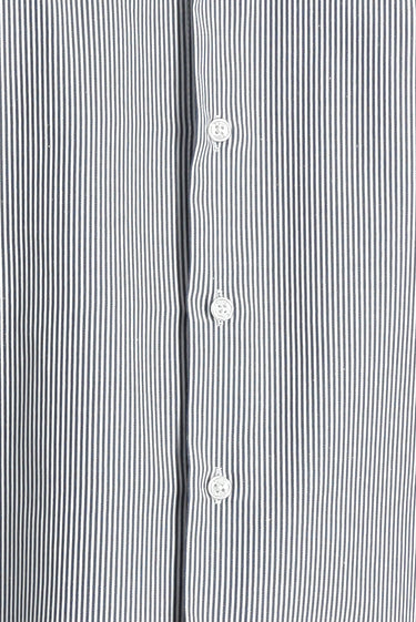 Orta Lacivert Uzun Kol Slim Fit Dar Kesim Çizgili Pamuklu Kolay Ütülenebilir Gömlek