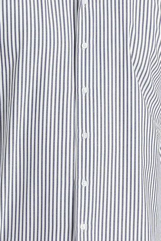  Koyu Lacivert Uzun Kol Slim Fit Dar Kesim Çizgili Gömlek