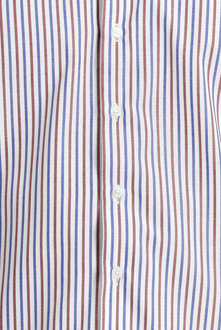  Koyu Bordo Uzun Kol Slim Fit Dar Kesim Çizgili Gömlek