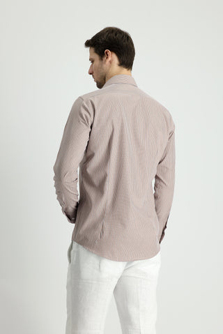  Orta Vizon Uzun Kol Slim Fit Dar Kesim Çizgili Gömlek