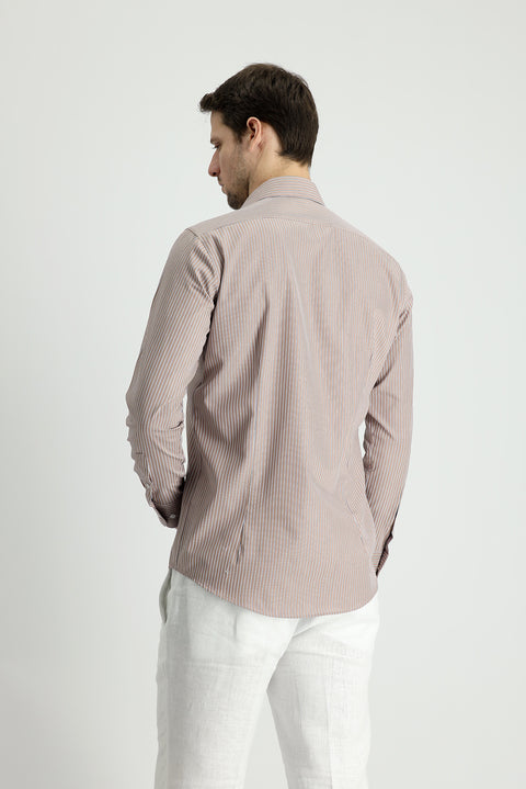 Orta Vizon Uzun Kol Slim Fit Dar Kesim Çizgili Gömlek